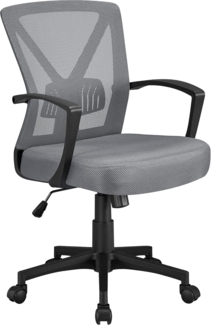 Yaheetech Bürostuhl Schreibtischstuhl, Drehstuhl mit Mesh, Home Office Chair ergonomisch, höhenverstellbarer Computerstuhl mit Rückenstütze, gepolsterten Sitz, fürs Arbeitszimmer/Büro Dunkelgrau