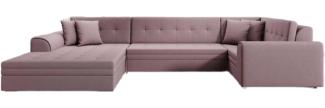 Designer Sofa Velio mit Schlaffunktion Stoff Rosé Links