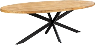 riess-ambiente Esstisch GALAXIE 240cm braun Mangoholz – oval, schwarzes Sterngestell aus Eisen (Einzelartikel, 1-St), Industrial Design, Massivholz & Metall, Platz für 12 Personen
