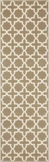 Kurzflor Teppich Läufer Glam Braun Creme - 80x500x0,9cm