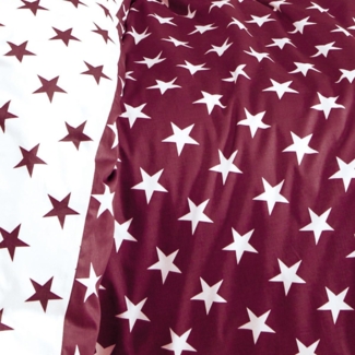 Janine Feinbiber Bettwäsche Davos 200x200 Sterne weinrot weiß 6466-05