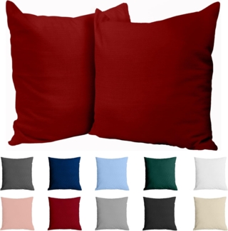 Kissenbezug 80x80 Baumwolle Renforcé (2er-Set) - Burgunderrot - Dicht gewebt mit 57 Fäden/cm² - Kissenbezug 80x80 cm - Oeko Tex Zertifiziert - Dreamzie