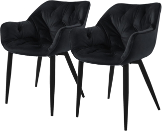 ML-DESIGN Stuhl Esszimmerstuhl mit Rückenlehnen und Armlehnen aus Samt mit Metallbeine (2 St), Ergonomischer Sessel Schwarz Wohnzimmerstuhl Polsterstuhl