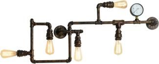 LED Innen Wandleuchte 5-flammig in Wasserrohr Optik, Rost