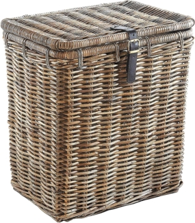 Kobolo Wäschekorb Wäschebehälter eckig Rattan Kubu-Grey 50x38x56 cm