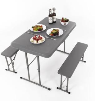 Camp 4 Garnitur EASY - Tisch 105x65 cm u. 2 Bänke 84,5x20 cm, grau