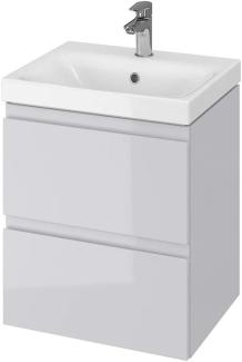 VBChome Badmöbel 50 cm Grau Waschbecken mit Unterschrank Waschtisch 2-Schubladen Moduo