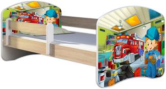 Kinderbett Jugendbett mit einer Schublade und Matratze Sonoma mit Rausfallschutz Lattenrost ACMA II 140x70 160x80 180x80 (45 Mechaniker, 140x70)