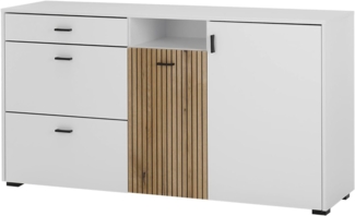 Sideboard Merced in weiß matt und Eiche 150 cm