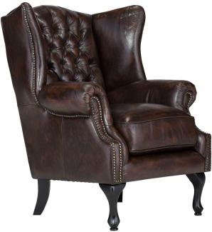 Ohrensessel Chesterfield Pittsfield Echtleder braun