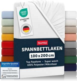Blumtal® Spannbettlaken 100x200 cm - Bettlaken 100x200 Spannbettlaken aus Microfaser - Spannbetttuch 100x200 cm - Spannleintuch 100x200 - Leintuch 100x200 cm - Bettbezug 100x200 - fitted sheets - Weiß