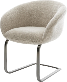 Freischwinger Vinka-Flex mit Armlehnen Webstoff Soft Beige Freischwinger flach Graphit Taschenfederkern