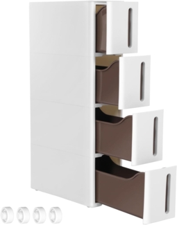 Songmics 'Vasagle' Kunststoffregal mit 4 Ebenen, platzsparend, weiß/braun, 45 x 17 x 84 cm