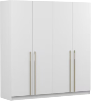 imoebel24 Drehtürenschrank ROSA 4D 200 cm - Weiss / Gold