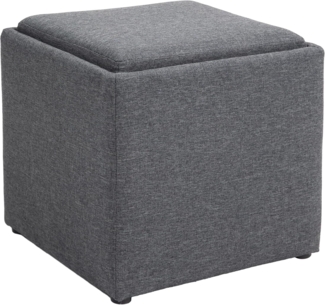 HOMCOM Sitzbank mit Stauraum, Polsterbank mit abnehmbarem Deckel, Bettbank mit Leinenoptik, für Flur Schlafzimmer Wohnzimmer, 42 x 42 x 41 cm Dunkelgrau