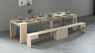 Dmora - Tisch- und Stuhlset Crispin, Mehrzweckkomposition, Set mit Konsole und 1 ausziehbarer Bank, 100% Made in Italy, 66 x 25 x 45 cm, Olmo