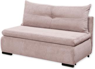 CHARLIE Bequemes Schlafsofa mit Bettkasten in Cord-Optik, Flamingo - Kompaktes Sofa mit Schlaffunktion - 153x75/90/92x83 cm (B/H/T)