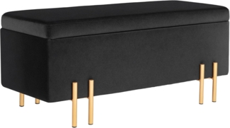 HOMCOM Sitzbank mit Stauraum (Polsterbank, 1-St, Truhenbank), Stoff, Metall, Gummiholz, Schaumstoff, Schwarz, 100 x 40 x 42 cm