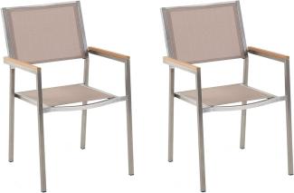 Set mit 2 Stühlen Stapelbar Edelstahl Beige GROSSETO