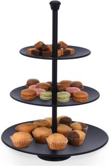 Runde Metall-Etagere Servierregal 3-stöckig schwarz Ø25cm