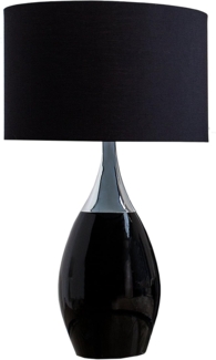 riess-ambiente Tischleuchte CARLA 60cm schwarz / silber, ohne Leuchtmittel, Tischlampe · Modern Design · mit Leinenschirm