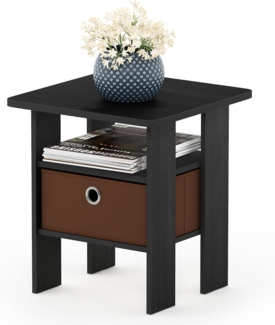 Furinno Andrey Beistelltisch Nachttisch mit Schublade, Holz, Americano/Mittelbraun, 39. 37x39. 37x44. 45 cm