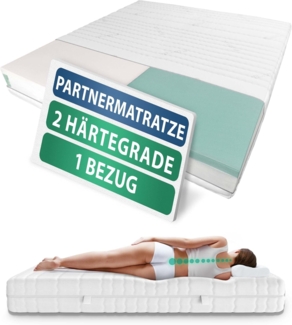 Taschenfederkernmatratze 1000 Federn 7-Zonen Federkernmatratze, 2 Härtegrade, Doppelbett, Paare, AM Qualitätsmatratzen, 24 cm hoch, 140x200 cm