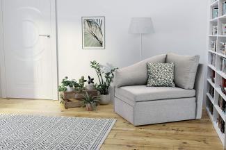 DOMO Collection Delta Sofa, Schlafsofa, Schlafsessel, Gästebett, tiny couch, Ecksessel, grau, 116x81x83 cm