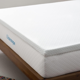 Linenspa Matratzen Topper 135x190 cm, 5cm hoch – Matratzenauflage mit Gel Memory Foam und waschbarem Bezug mit Reißverschluss – Öko-Tex, Weiß