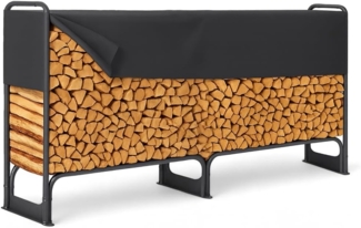 Kaminholzregal Metall 260 x 36 x 117 cm Brennholzregal 400 kg mit Abdeckung
