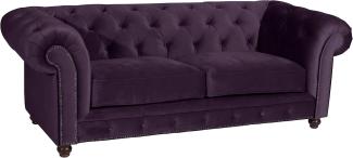 Orleans Sofa 2,5-Sitzer Samtvelours Purple Buche Nussbaumfarben