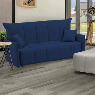 Talamo Italia - 3-Sitzer Schlafsofa Allyson, Sofa mit Trolley-Öffnung aus gepolstertem Stoff, Standardarmlehnen, 100% Made in Italy, 190 x 90 x 85 cm, Blau