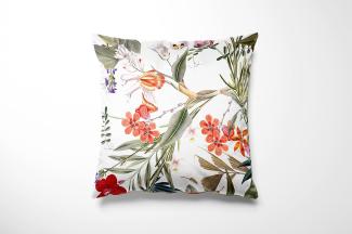 Mako Satin Bettwäsche Tropical Flowers weiß Kissenbezug 40x40 | freundin home collection