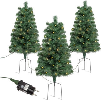 Salcar Künstlicher Weihnachtsbaum 3er Set LED Weihnachtsbaum mit Beleuchtung Klein Tannenbaum für Gaten, Tanne, PVC Tannenbaum mit Beleuchtung, ideal für Außenbereich und Gartendeko