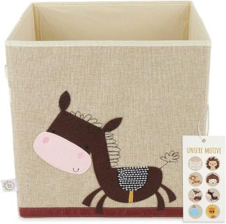 Praktische Spielzeugbox fürs Kinderzimmer, Esel, natur, 33 x 33 x 33 cm, von Bieco