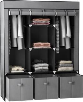 HOMCOM Stoffschrank Kleiderschrank mit Kleiderstangen und Schubladen (Faltbare Garderobe, 1-St, Faltschrank) Dunkelgrau, 125 x 43 x 162,5 cm