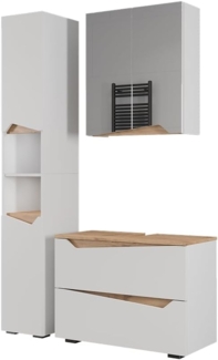 Badmöbel-Set Marelle Weiß 3 Teile mit Hochschrank Vicco