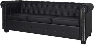 vidaXL Chesterfield Sofa 3-Sitzer Kunstleder Schwarz