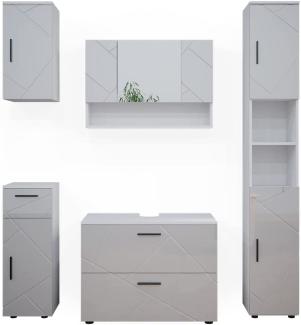 Vicco Badmöbelset Irma Weiß Hochglanz modern 80 cm 30 cm Badezimmerschrank Badschrank Badezimmermöbel Waschtischunterschrank Spiegelschrank Hochschrank Midischrank Hängeschrank Tür Schublade