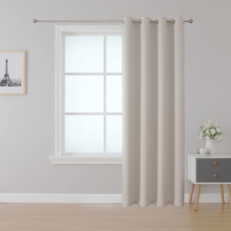 Upcortinassi Feuerhemmende Verdunkelungsvorhänge, schwer entflammbar, Raumverdunkelung für Schule, Klassenzimmer, Wohnheim, Pflegeheim, Hellbeige, 132x244 cm, 1 Teil