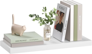 eSituro Wandregal, schwebendes Regal für Wandmontage, Schweberegal Hängeregal Wandbrett im Wohnzimmer Schlafzimmer Küche Badezimmer, weiß modern, MDF, 50 x 3,8 x 22,9 cm