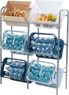 Ribelli Flaschenkastenregal für genormte Getränkekisten,Euroboxen o. Klappboxen - Getränkekistenregal aus grau lackiertem Stahlrohrgestell - Anzahl Kisten (6 Kisten grau)