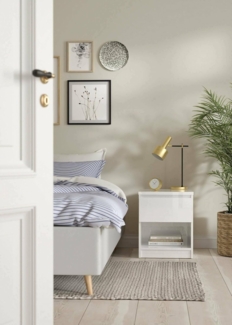 Dmora Nachttisch mit einer Schublade, weiß glänzend, 40 x 49 x 40 cm