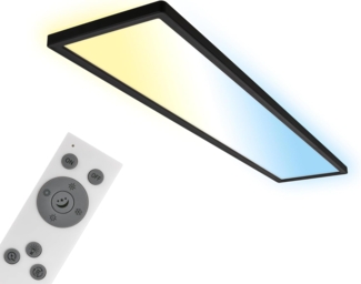 BRILONER - LED Deckenlampe 98cm mit indirektem Licht, flach, dimmbar, CCT, Lampe, Deckenleuchte, Wohnzimmerlampe, LED Panel, Küchenlampe, Schlafzimmerlampe, Flur, 98 x 20 x 3 cm, Schwarz