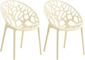 CLP 2er Set Stapelstühle Hope wetterbeständig und stapelbar,creme