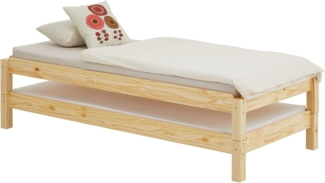 IDIMEX Funktionsbett RINO, Stapelbett 90x190 cm aus Kiefer Massivholz Stapelliege Gästebett aus H