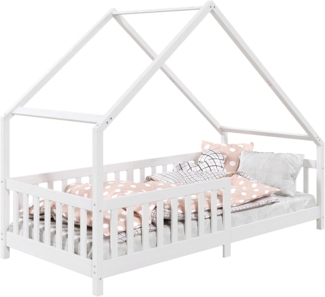 IDIMEX Kinderbett CORA, Hausbett Tipibett Kinderbett Montessori Bett Kiefer 90 x 200 mit Rausf