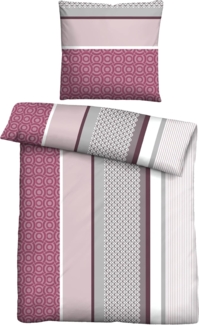 Traumhaft schlafen - Castell - Markenbettwäsche Thermo-Fleece Bettwäsche 0360978 STREIFENMIX, altrosa, 1x 135x200 cm + 1x 80x80 cm