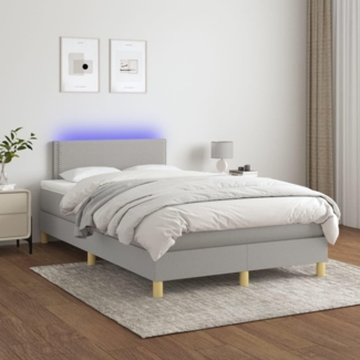 Boxspringbett mit Matratze & LED Stoff Hellgrau 120x200 cm, Härtegrad: H2 [3133621]