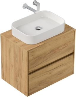 Badmöbel Taifun 70cm mit rechteckigem Aufsatzwaschbecken eiche gold : Eiche Gold